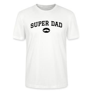Super Papa Schnurrbart - Stanley/Stella Unisex Bio-T-Shirt CRAFTER - Weiß - Vorne - Alina (178cm) & Michal (187cm)