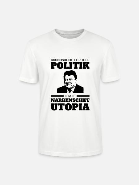 Franz Josef Strauß T-Shirt Narrenschiff Utopia CSU - Stanley/Stella Unisex Bio-T-Shirt CRAFTER - Weiß