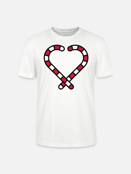 Candy Cane Heart - Stanley/Stella CRAFTER Unisex Organic T-Shirt - white