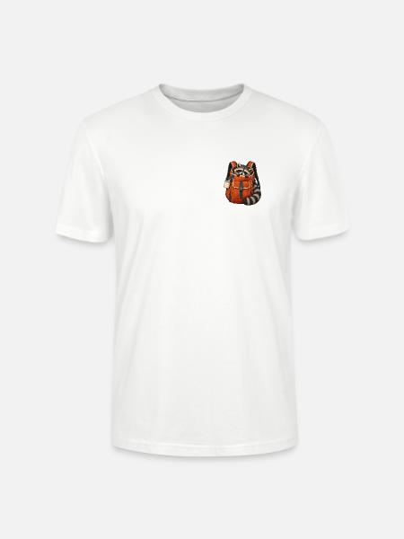 Schläfriger Waschbär im Wanderrucksack - Stanley/Stella Unisex Bio-T-Shirt CRAFTER - Weiß