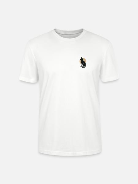 Mondsilhouette Katze am Abendmond - Stanley/Stella Unisex Bio-T-Shirt CRAFTER - Weiß