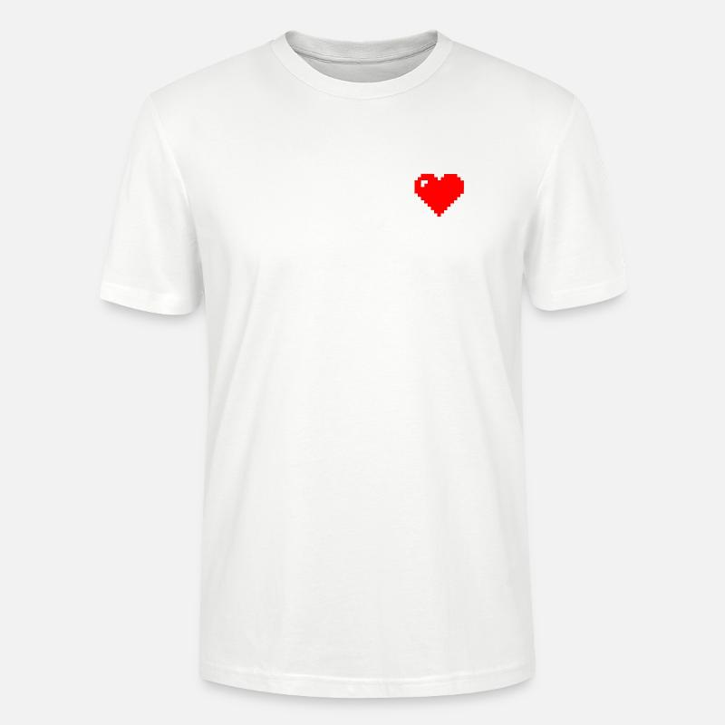 Herz Pixel rot klein - Stanley/Stella Unisex Bio-T-Shirt CRAFTER - Weiß
