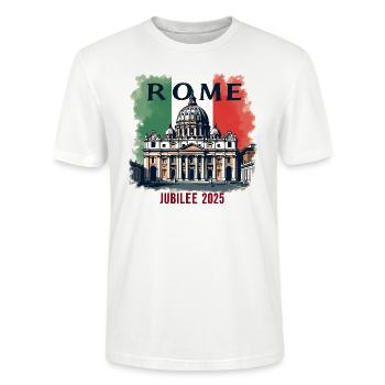 Rom Jubiläum Pilger der Hoffnung 2025, Vatikan v1 - Stanley/Stella Unisex Bio-T-Shirt CRAFTER - Weiß - Vorne - Alina (178cm) & Michal (187cm)