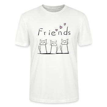 Friends three cats animals animal - Stanley/Stella CRAFTER Unisex Organic T-Shirt - white - Front - Alina (178cm) & Michal (187cm)
