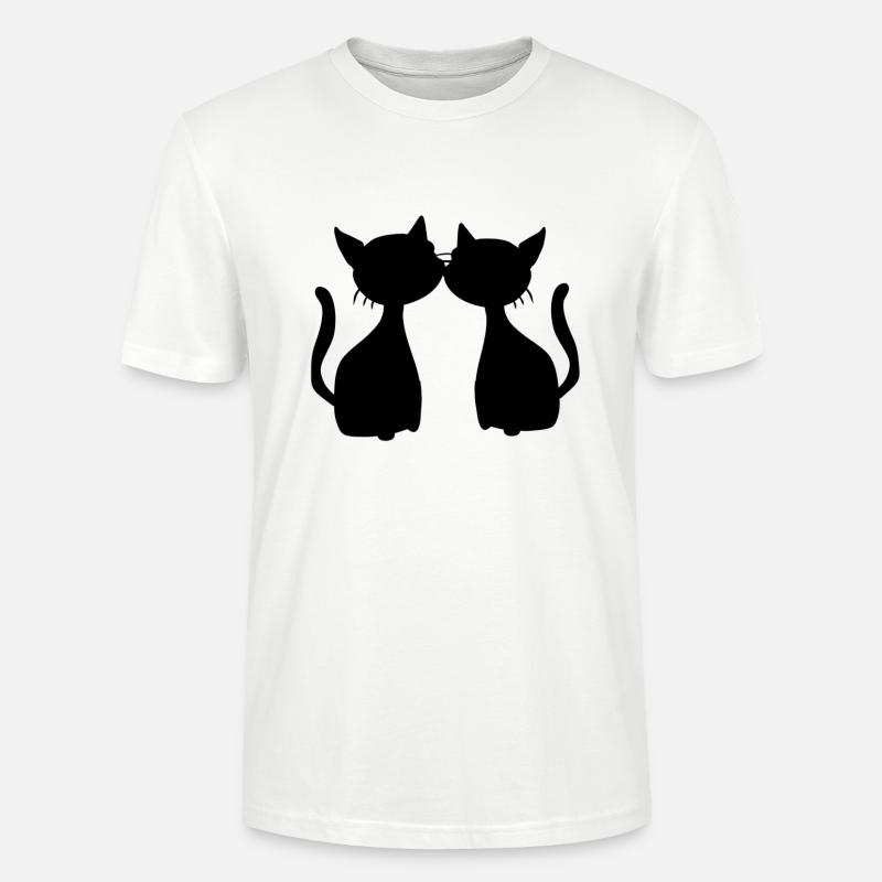 deux chats symbole amis chat - T-shirt bio CRAFTER Stanley Stella Unisexe - blanc