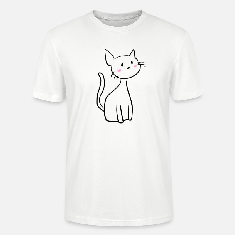 Chat dessin animé mignon - T-shirt bio CRAFTER Stanley Stella Unisexe - blanc