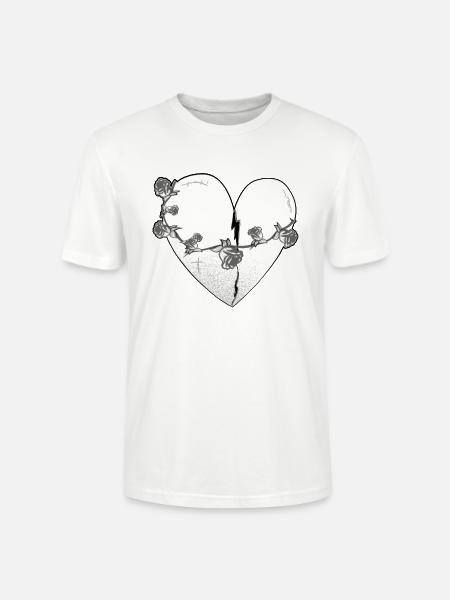 Heart Rose Scars Gray Symbol - Stanley/Stella CRAFTER Unisex Organic T-Shirt - white