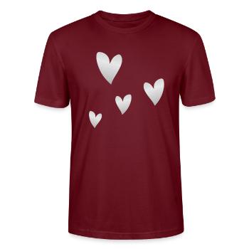 herzen grau glitzer symbol liebe form - Stanley/Stella Unisex Bio-T-Shirt CRAFTER - Burgunderrot - Vorne - Alina (178cm) & Michal (187cm)