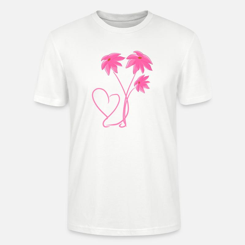 muster rosa blumen pflanzen herz - Stanley/Stella Unisex Bio-T-Shirt CRAFTER - Weiß