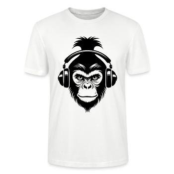 Relaxed Monkey Wireless Headphones Cafe Shirt - Stanley/Stella CRAFTER Unisex Organic T-Shirt - white - Front - Alina (178cm) & Michal (187cm)