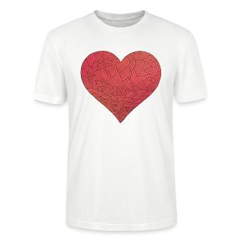Le liebe7 jour de coeur rouge coeur rouge Valentine - T-shirt bio CRAFTER Stanley Stella Unisexe - blanc - Devant - Alina (178cm) & Michal (187cm)