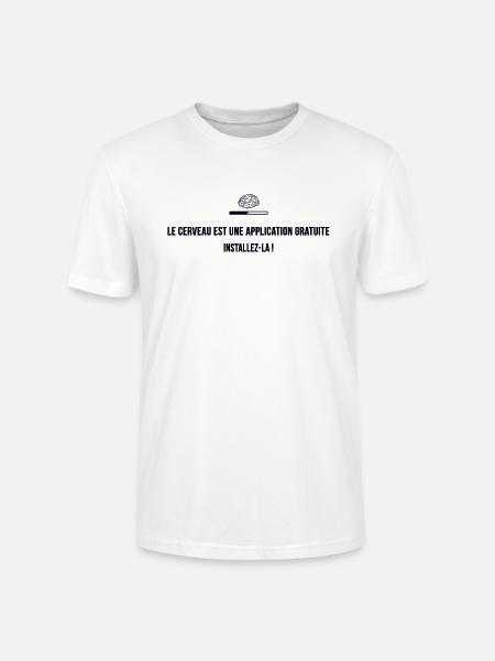 Application : cerveau - T-shirt bio CRAFTER Stanley Stella Unisexe - blanc