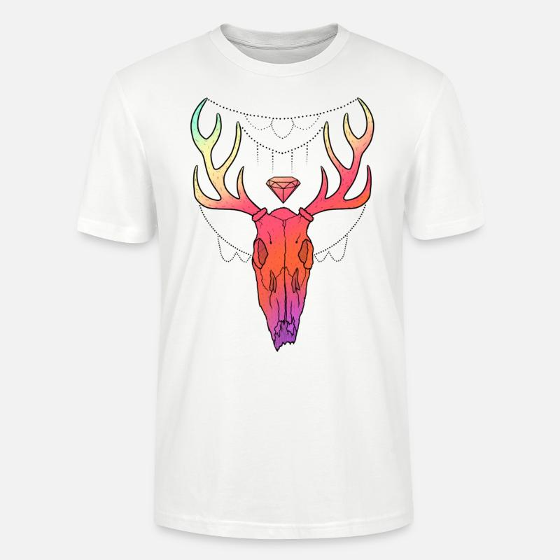 Hirschgeweih Schädel Lineart-Design - Stanley/Stella Unisex Bio-T-Shirt CRAFTER - Weiß