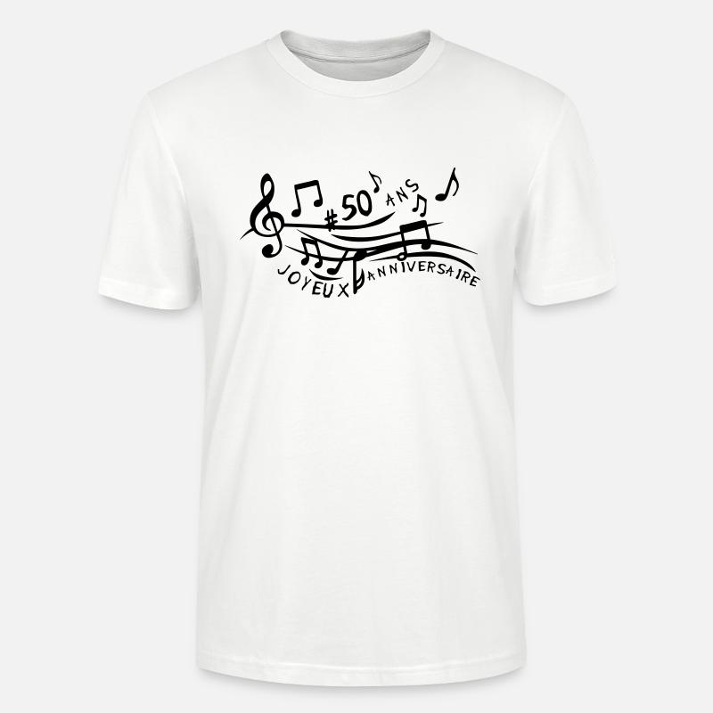 50 ans partition musicale anniversaire - T-shirt bio CRAFTER Stanley Stella Unisexe - blanc