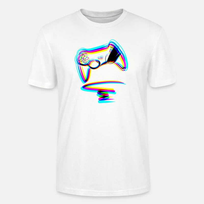 controller gamer zocken linien effekt - Stanley/Stella Unisex Bio-T-Shirt CRAFTER - Weiß