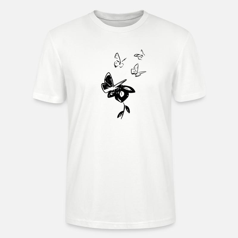 Papillon papillons animaux fleur - T-shirt bio CRAFTER Stanley Stella Unisexe - blanc