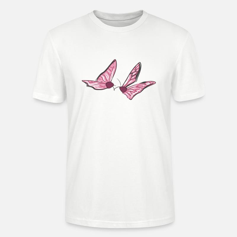 butterfly pink animals fly spring - Stanley/Stella CRAFTER Unisex Organic T-Shirt - white
