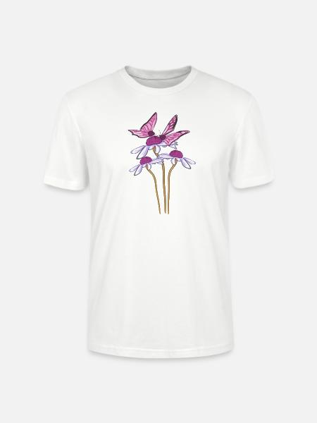 butterfly flowers flower plant spring - Stanley/Stella CRAFTER Unisex Organic T-Shirt - white