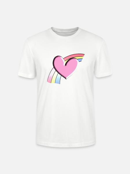 rainbow pink heart background - Stanley/Stella CRAFTER Unisex Organic T-Shirt - white