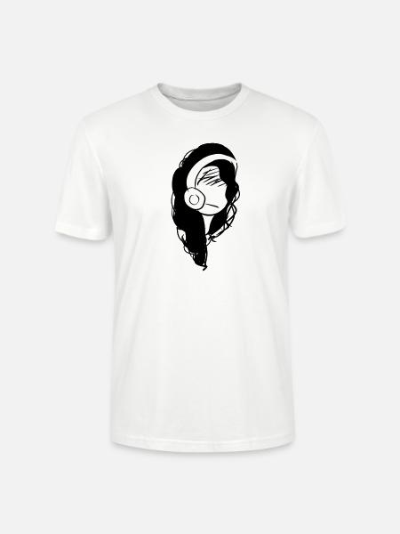 headphones music head sad - Stanley/Stella CRAFTER Unisex Organic T-Shirt - white
