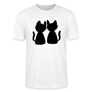 Chats Amis Animaux Symbole Chat Amour - T-shirt bio CRAFTER Stanley Stella Unisexe - blanc - Devant - Alina (178cm) & Michal (187cm)