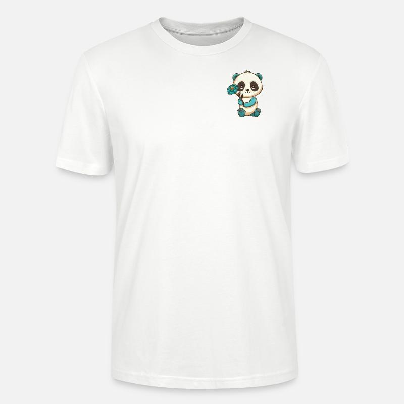 Panda mit Blume - Stanley/Stella Unisex Bio-T-Shirt CRAFTER - Weiß