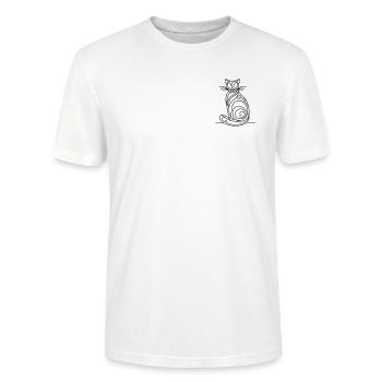 Dessin au trait de chat - T-shirt bio CRAFTER Stanley Stella Unisexe - blanc - Devant - Alina (178cm) & Michal (187cm)