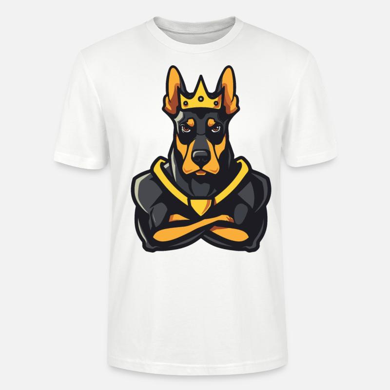 Dobermann Hund Comic Krone - Stanley/Stella Unisex Bio-T-Shirt CRAFTER - Weiß
