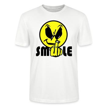 Smile Text Logo - Stanley/Stella CRAFTER Unisex Organic T-Shirt - white - Front - Alina (178cm) & Michal (187cm)