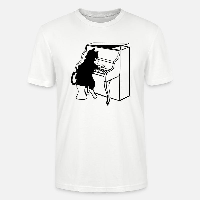 Piano Music Cat - T-shirt bio CRAFTER Stanley Stella Unisexe - blanc