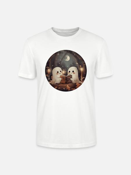 Ghosts, Reading, Book, Library, Halloween - Stanley/Stella CRAFTER Unisex Organic T-Shirt - white