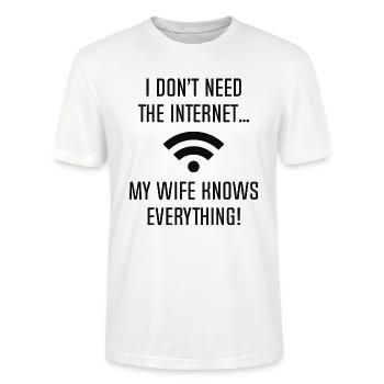 Je n’ai pas besoin d’Internet - T-shirt bio CRAFTER Stanley Stella Unisexe - blanc - Devant - Alina (178cm) & Michal (187cm)