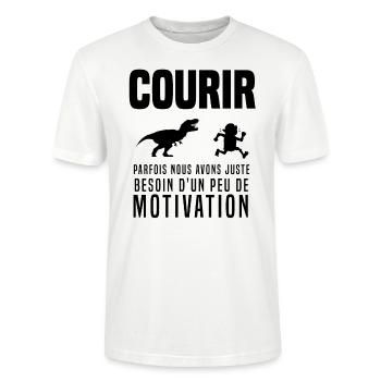 Courir course à pied humour motivation t rex - T-shirt bio CRAFTER Stanley Stella Unisexe - blanc - Devant - Alina (178cm) & Michal (187cm)