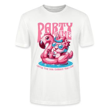 Party Time Unicorn Women's Pool Party - Stanley/Stella CRAFTER Unisex Organic T-Shirt - white - Front - Alina (178cm) & Michal (187cm)