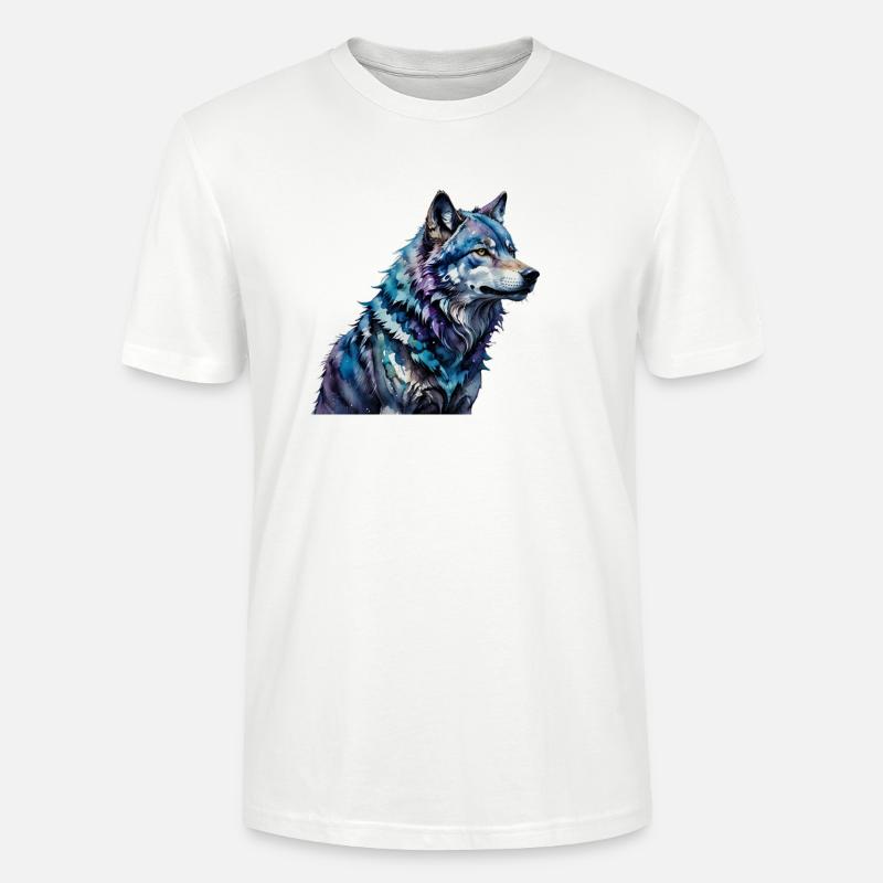 Wasserfarbener Wolf - Stanley/Stella Unisex Bio-T-Shirt CRAFTER - Weiß