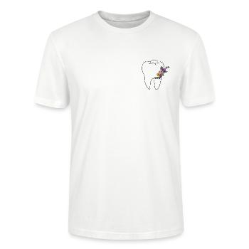 Blumiger Zahn - Zahnarzt/ Zahnärztin-Shirt - Stanley/Stella Unisex Bio-T-Shirt CRAFTER - Weiß - Vorne - Alina (178cm) & Michal (187cm)