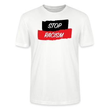 STOP RACISM - Stanley/Stella CRAFTER Unisex Organic T-Shirt - white - Front - Alina (178cm) & Michal (187cm)