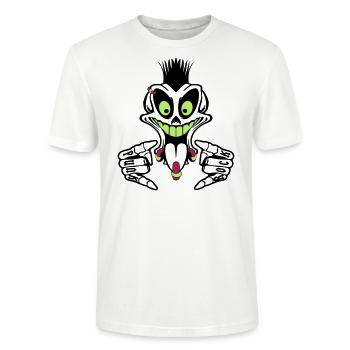Little Bechthild Good Mood Punk Skull Vector - T-shirt bio CRAFTER Stanley Stella Unisexe - blanc - Devant - Alina (178cm) & Michal (187cm)