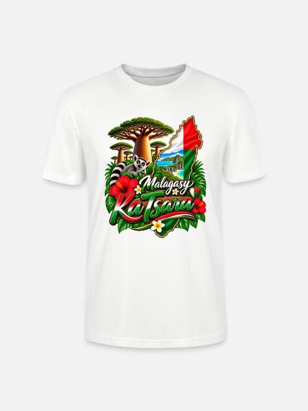 Malagasy KaTsara Tropenmotiv - Stanley/Stella Unisex Bio-T-Shirt CRAFTER - Weiß