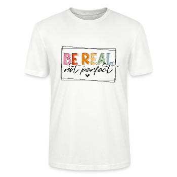IDÉE DE RÉALITÉ RÉELLE PAS PARFAITE MOTIF DE PERFECTION - T-shirt bio CRAFTER Stanley Stella Unisexe - blanc - Devant - Alina (178cm) & Michal (187cm)