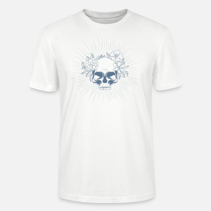 Crâne en fleur - T-shirt bio CRAFTER Stanley Stella Unisexe - blanc