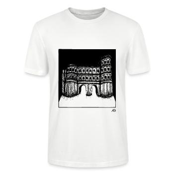 Porta Nigra mit Geist - Stanley/Stella Unisex Bio-T-Shirt CRAFTER - Weiß - Vorne - Alina (178cm) & Michal (187cm)