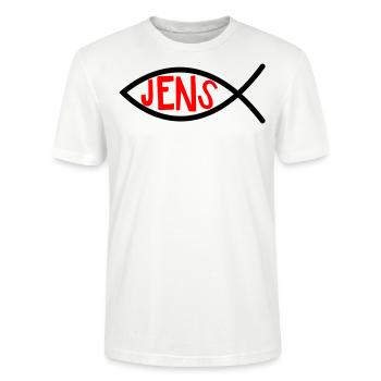 Jens Ichthys4m3 Noms Prénoms Chrétien - T-shirt bio CRAFTER Stanley Stella Unisexe - blanc - Devant - Alina (178cm) & Michal (187cm)