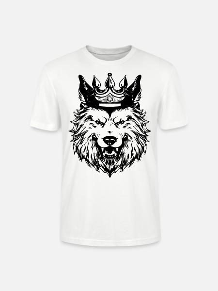 Wolf Crown Head King - Stanley/Stella CRAFTER Unisex Organic T-Shirt - white