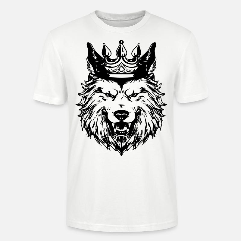 Wolf Crown Head King - Stanley/Stella CRAFTER Unisex Organic T-Shirt - white
