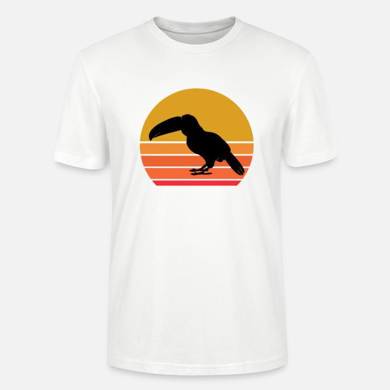 Retro Sonne Tukan Vogel Geschenkidee - Stanley/Stella Unisex Bio-T-Shirt CRAFTER - Weiß