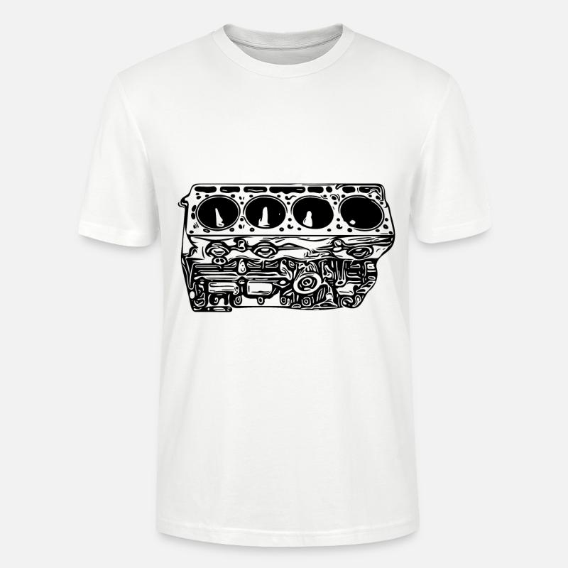 Engine block cylinder displacement fan - Stanley/Stella CRAFTER Unisex Organic T-Shirt - white