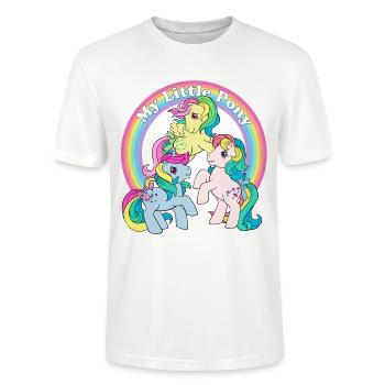 My Little Pony Retro Bunte Ponys Mit Regenbogen - Stanley/Stella Unisex Bio-T-Shirt CRAFTER - Weiß - Vorne - Alina (178cm) & Michal (187cm)