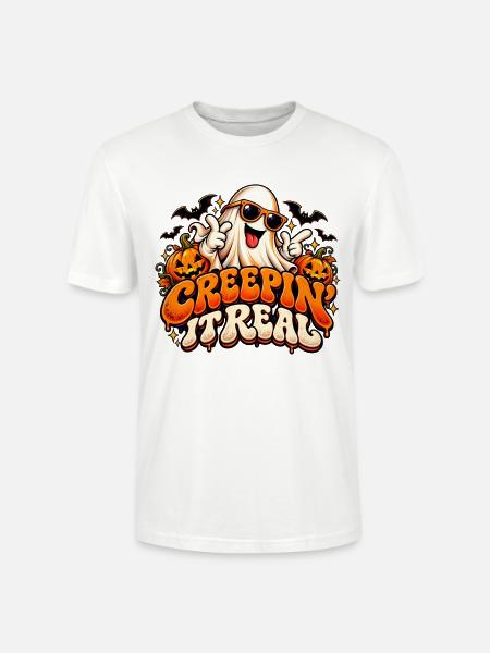 Creepin' It Real | Retro Halloween-Geist - Stanley/Stella Unisex Bio-T-Shirt CRAFTER - Weiß
