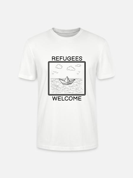 Vluchtelingen Welkom Refugee Demo Gift - Stanley/Stella Uniseks bio-T-shirt CRAFTER - wit